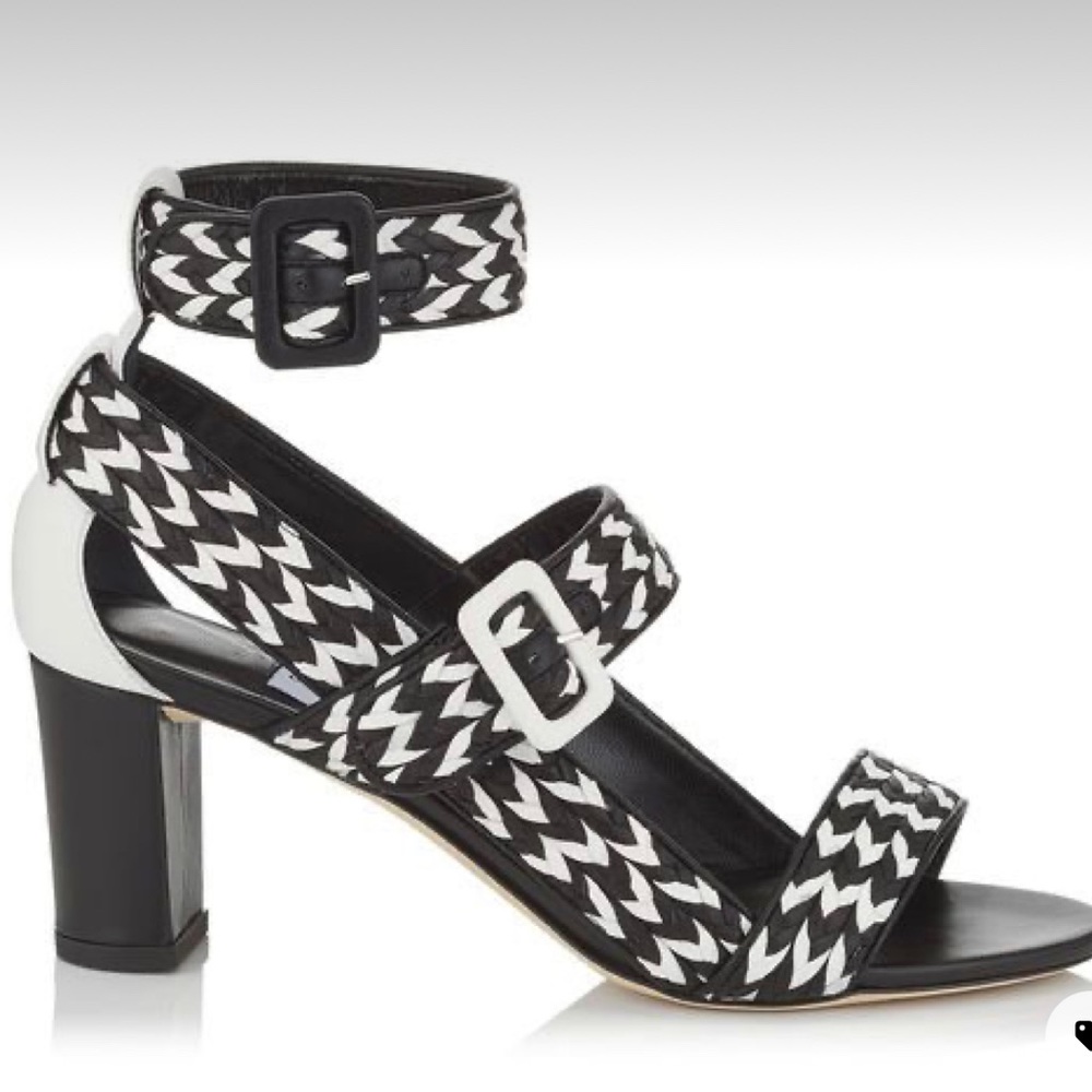 Jimmy Choo Size 8 Black/White 65 Heeled Sandal